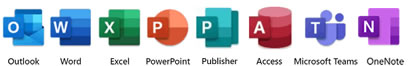 Pakiet Office 2021 zawiera outlook, word, excel, powerpoint, access, teams, publisher, onenote